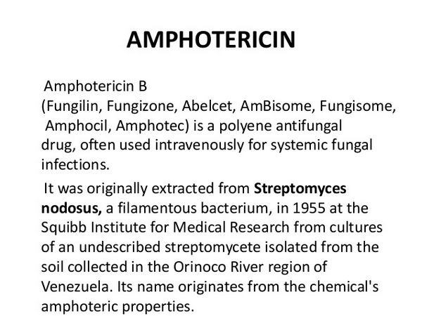 Amphotericin B (Fungilin, Fungizone, Abelcet, Fungisome, Amphocil) Amphotericin B (Fungilin, Fungizone, Abelcet, Fungisome, Amphocil)