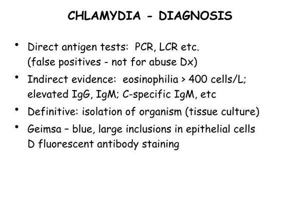 Chlamydia clinical presentation and diagnosis