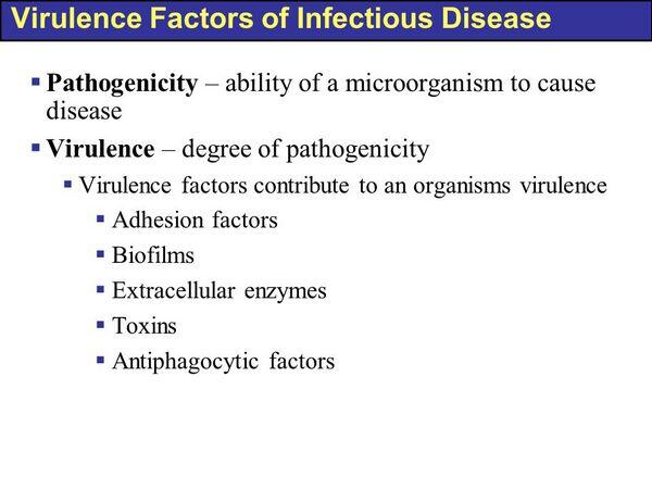 Epidemiologic and virulence factors in infectious diseases