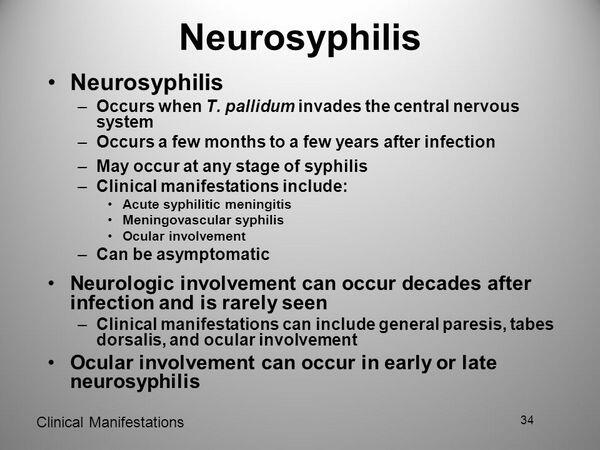 Tertiary Syphilis and Neurosyphilis